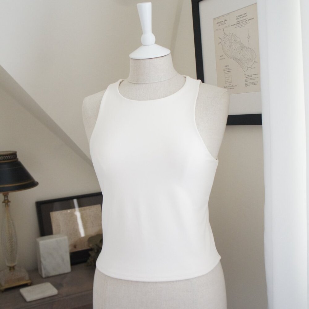 Express Cream Body Contour High Neck Tank Top Size Medium - Picture 7 of 11